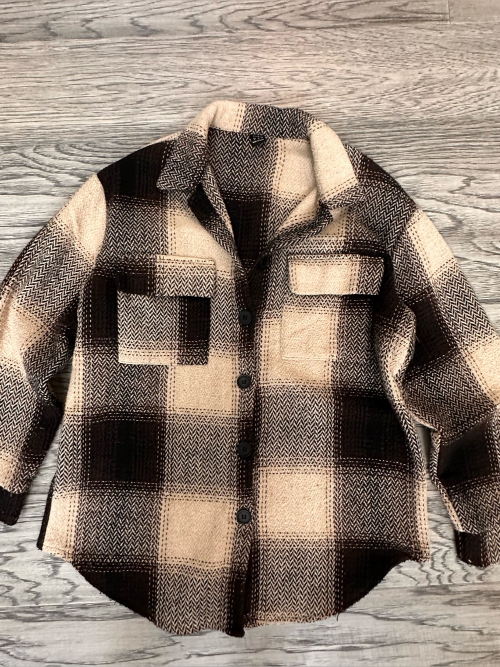 Women's Beige and Brown Plaid Jacket